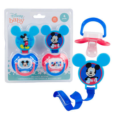 Disney Baby Pacifier & Clip Set 4pk