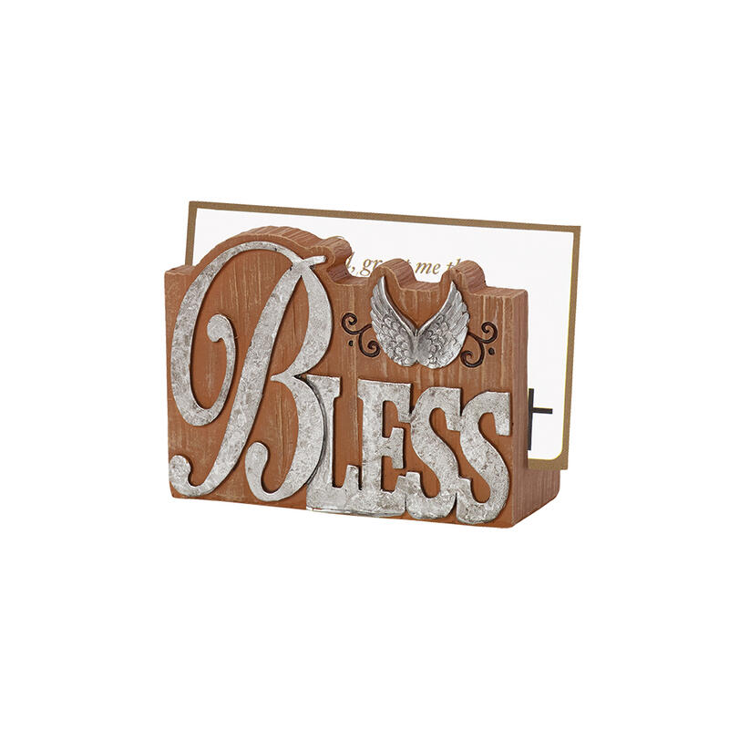 Bless Prayer Card Holder With 16 Cards Brown 2.8x1.15x2.15H