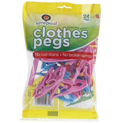 Homeproud Strong Grip Plastic Clothes Pegs 24pk: $7.00
