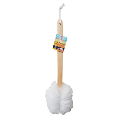 Bath Sponge With Wooden Handle