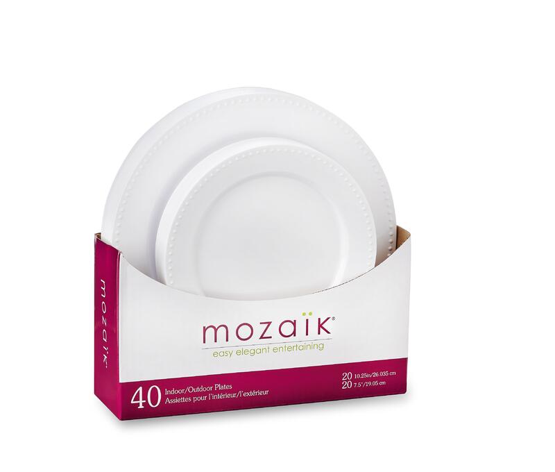 Mozaik Dinner And Accent Plates White Pearl 40 count: $45.00