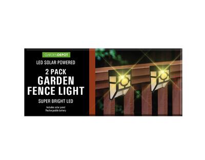 LED Solar Powered Garden Fence Lights 2 pack