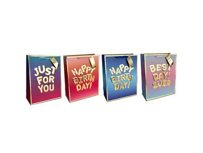 Paper Bag Embossed Birthday Balloons Jumbo Assorted 1 count