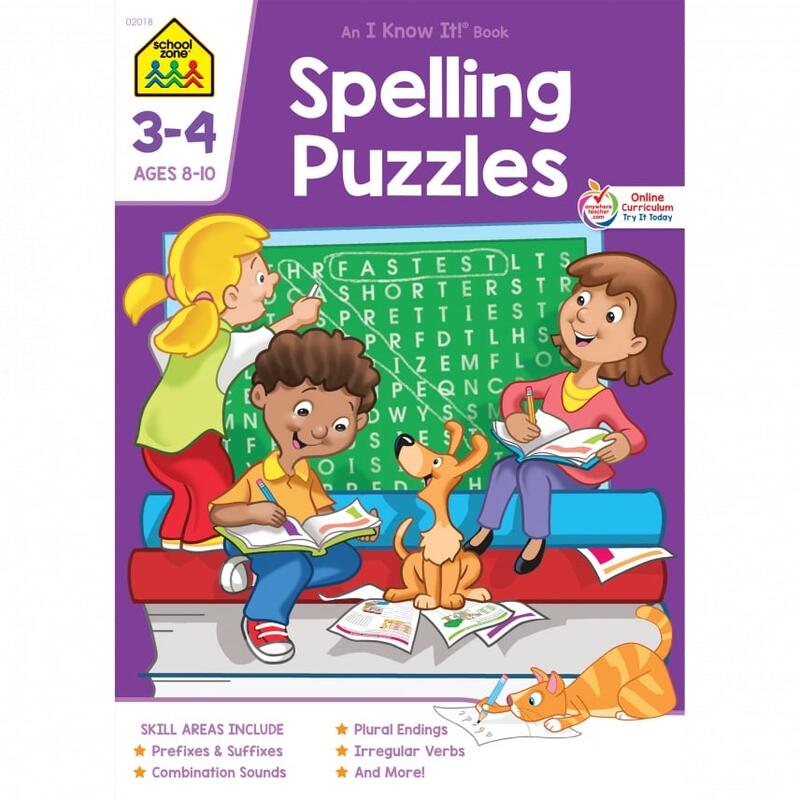 School Zone Spelling Puzzles Grades 3 and 4 Workbook: $5.00