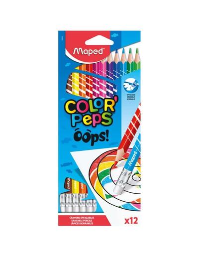 Maped Coloured Pencils Oops Erasable 12 count