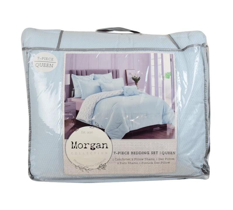 Morgan Collection Bedding Set Light Blue Queen 7 pieces