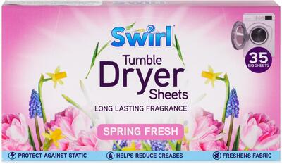 Swirl Tuumble Dryer Sheets Spring Fresh 35pk