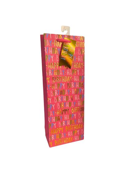 Paper Bag (B) Embossed Birthday Pink 1 count