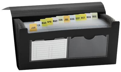 Expandable Cheque Folder Black 13 Pocket