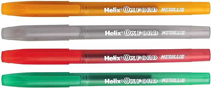 Helix Oxford Metallic Ballpoint Pens 4 pack