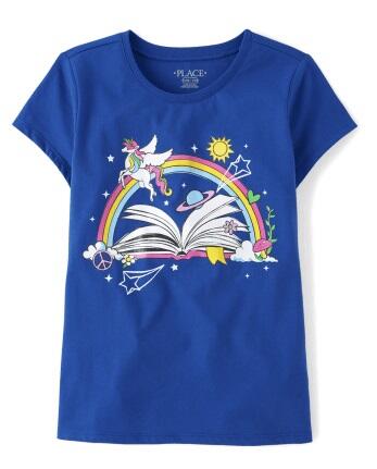 Girls Unicorn Renew Blue Graphic Tee XL