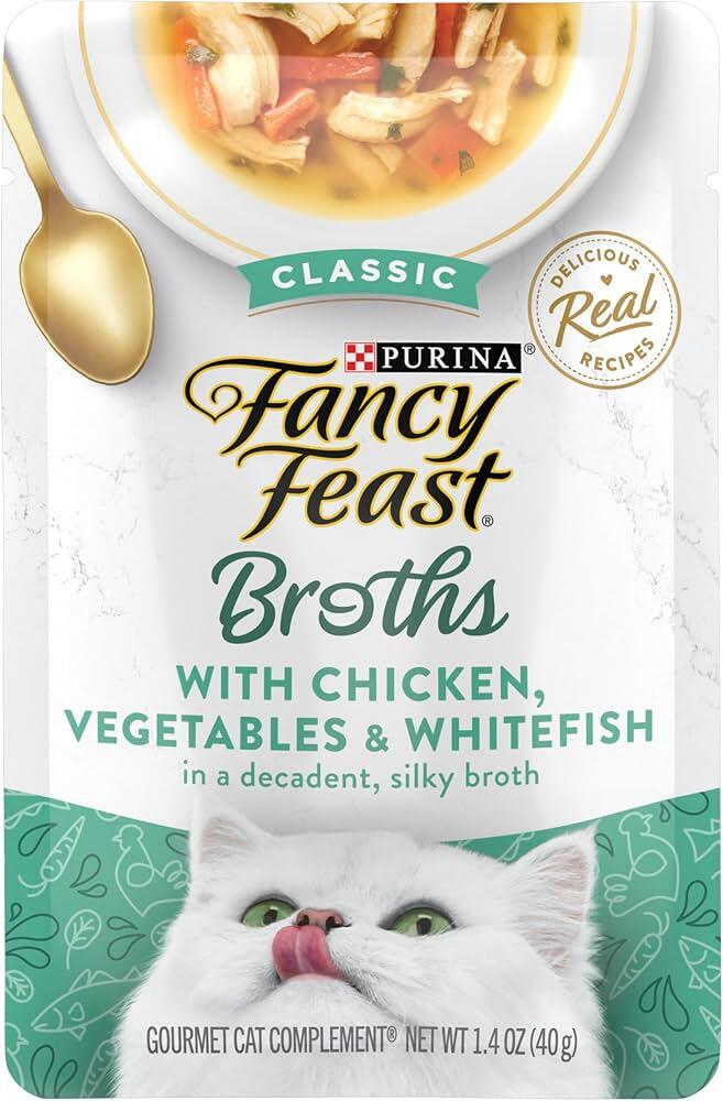 Fancy Feast Broths With Chicken Vegatables & Whitefish 1.4oz