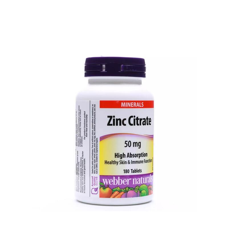 Webber Naturals Zinc Citrate 50 mg 180 Tablets