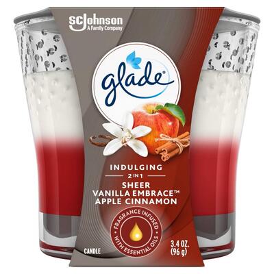 Glade 2-in-1 Sheer Vanilla Embrace & Apple Cinnamon Candle 3.4oz