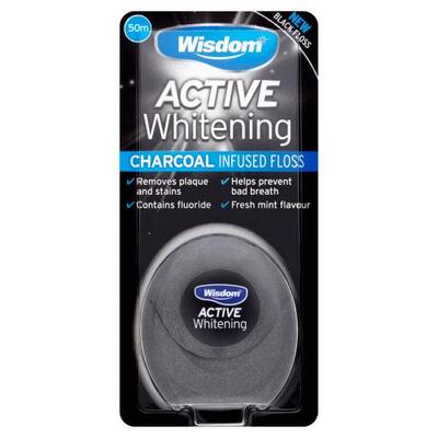 Wisdom Active Whitening Charcoal Floss 50m