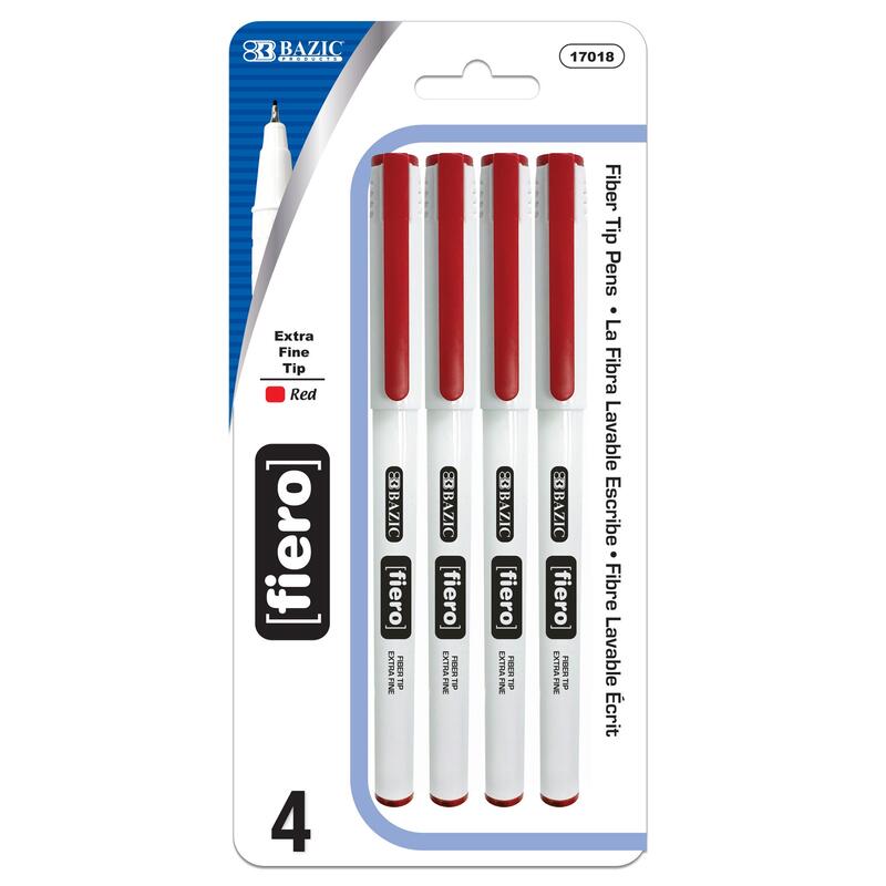 Bazic Fiero Red Fiber Tip Fineliner Pen