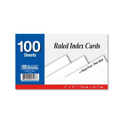 Bazic Rules Index Cards 100 ct