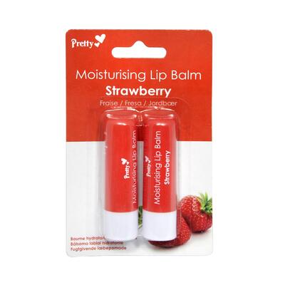 Pretty Moisturising Lip Balm Strawberry 2pk