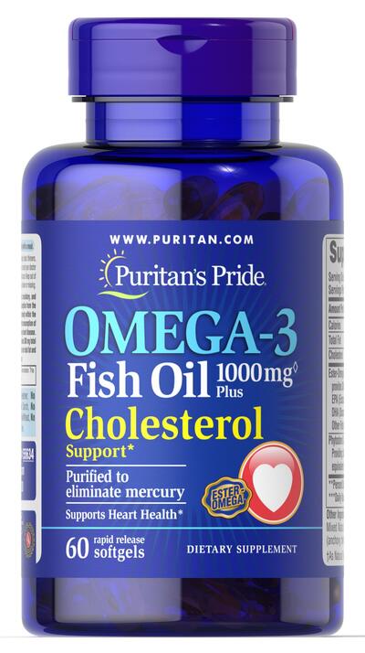 Puritan's Pride Omega-3 Fish Oil Plus Cholesterol Support-60 Softgel 1000mg: $25.00