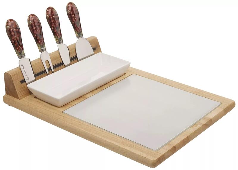 Epicureanist Cheese Tray Set Bamboo Tray Ceramic