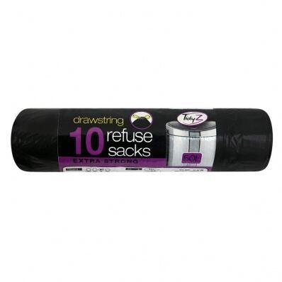 Extra Strong Drawstring Liners Refuse Sack 10 Bags  50L