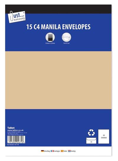 C4 Manila PS Envelopes 80gsm 15ct: $5.00