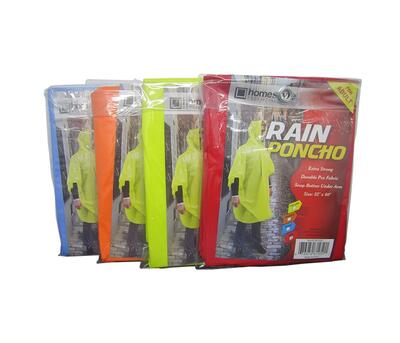 Adult Pvc Rain Poncho Assorted