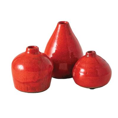 Sullivans Small Vase Set Red 3pcs
