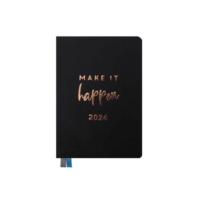A6 Black Leatherette Diary DAP Luxe