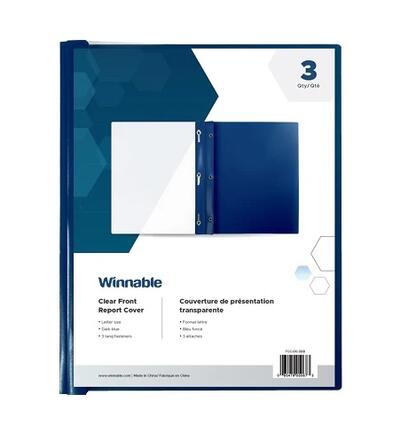 Clear Report Cover With  Blue Tang 3pk