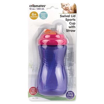 Cribmates Swivel Lid Sports Cup With Straw 12 oz