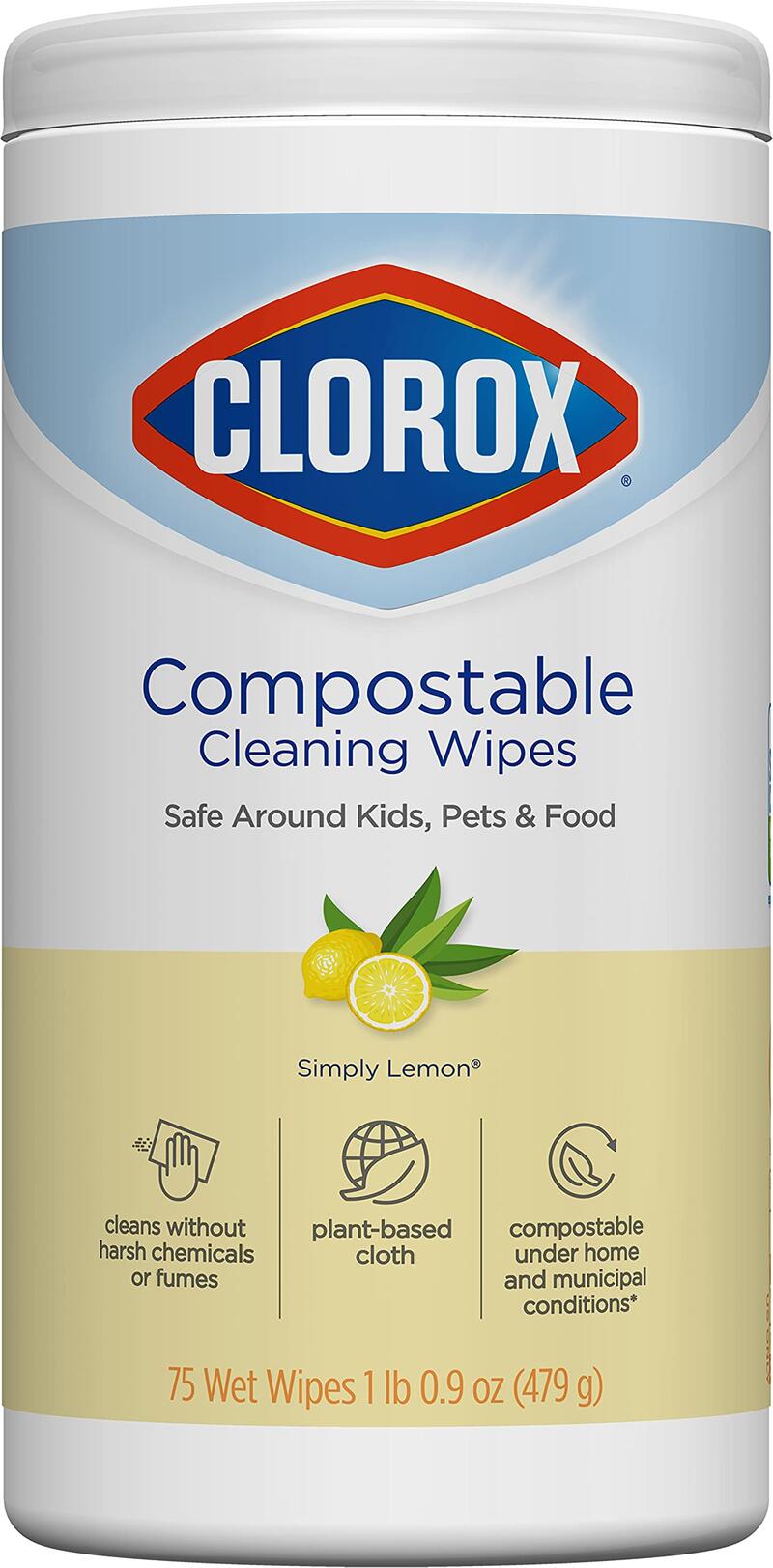 Clorox Compostable Cleaning Wipes Simply Lemon 75ct