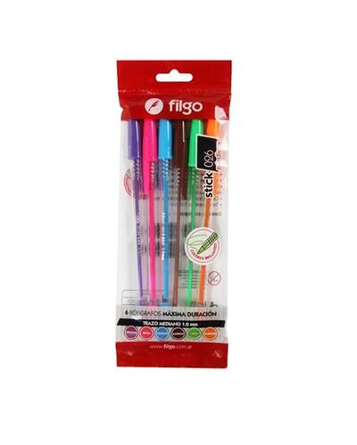 Filgo Pen Stick Assorted 6 pieces