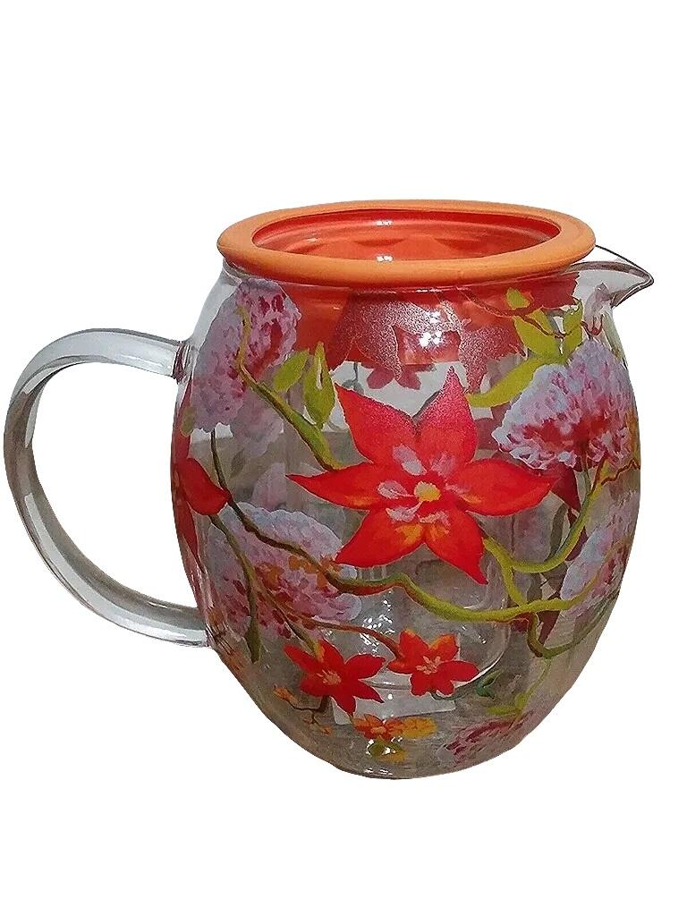 Cypress Refresh Floral Glass Teapot 27oz