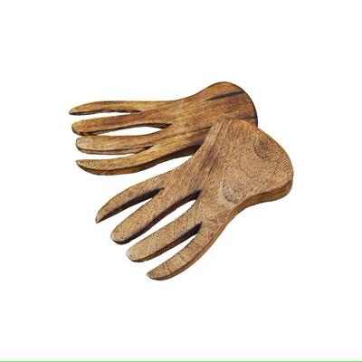 Jodhpuri Salad Server Set Wood Claw Assorted