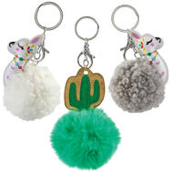 Llama And Cactus Puff Keychain: $12.00
