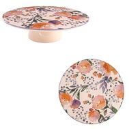 Home Essentials Floral Blue Trim Ceramic Cake Stand 10