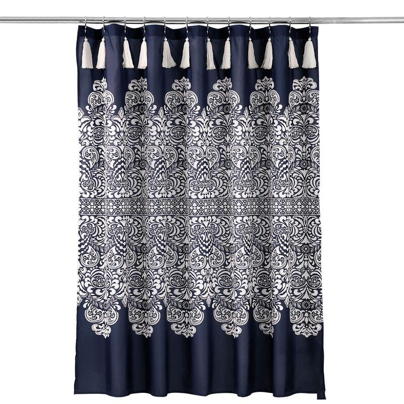 Lush Decor Navy Boho Medallion Shower Curtain 72x72 1ct