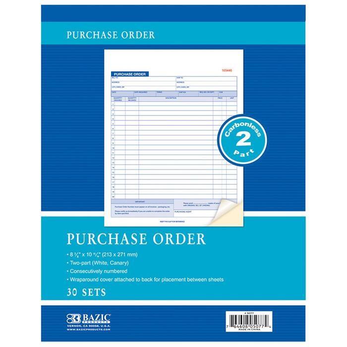 Bazic 30 Sets 2-Part Carbonless Purchase Order