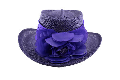Straw Hat With Purple Bow: $20.00