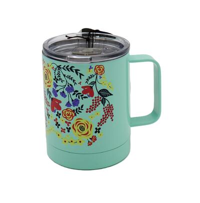 Floral Mint/Pink Double Wall Steamless Mug Assorted 14oz