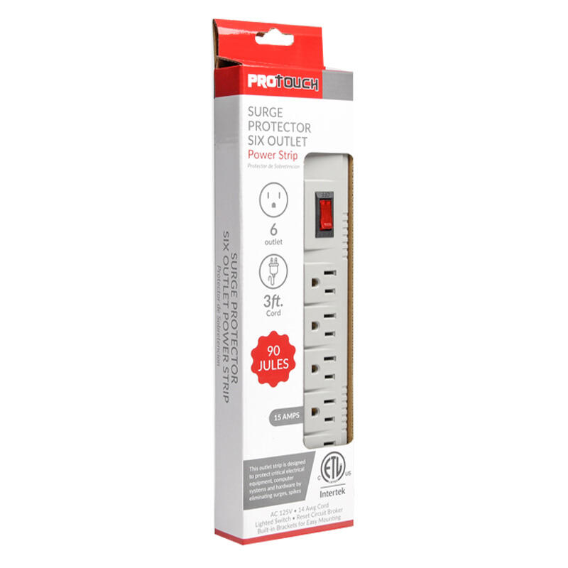 Protouch Surge Protector Six Outlet Power Strip 3ft