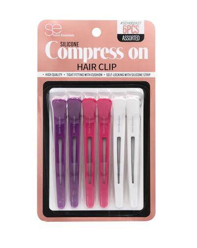 SE Silicone Compression Hair Clip Assorted 6 pieces