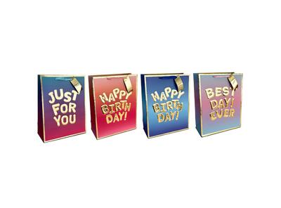 Paper Bag Embossed Birthday Balloons Medium Assorted 1 count
