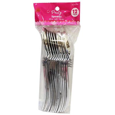 Party Cutlery Fashion Plastic Silver Spoon 12ct: $4.01