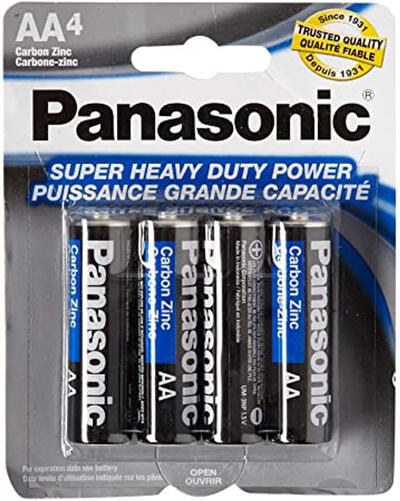 Panasonic AA Batteries 4pc: $6.50