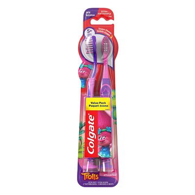 Colgate Kids Toothbrush with Suction Cup Trolls Extra Soft 2ct