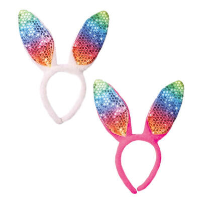 Easter Rainbow Sequin Bunny Ears Headband: $7.00