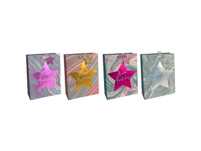 Paper Bag Marble Birthday Star Large Assorted 1 count