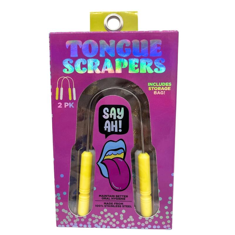 Say Ah Yellow Stainless Steel Tongue Scraper 2pk